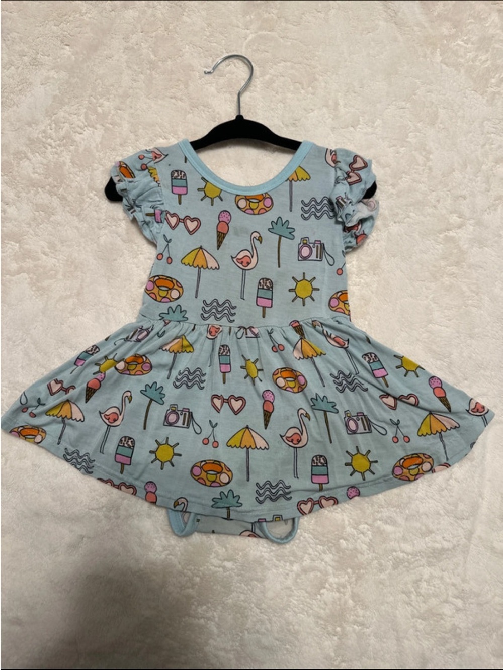 Little Sleepies Light Blue Summer Print Skater Dress